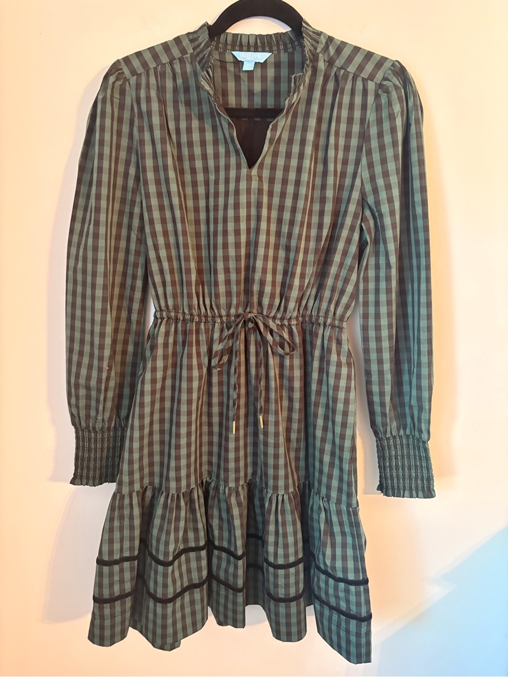 Draper James RSVP Checkered Tiered Dress NWOT Size XS - Picture 3 of 8